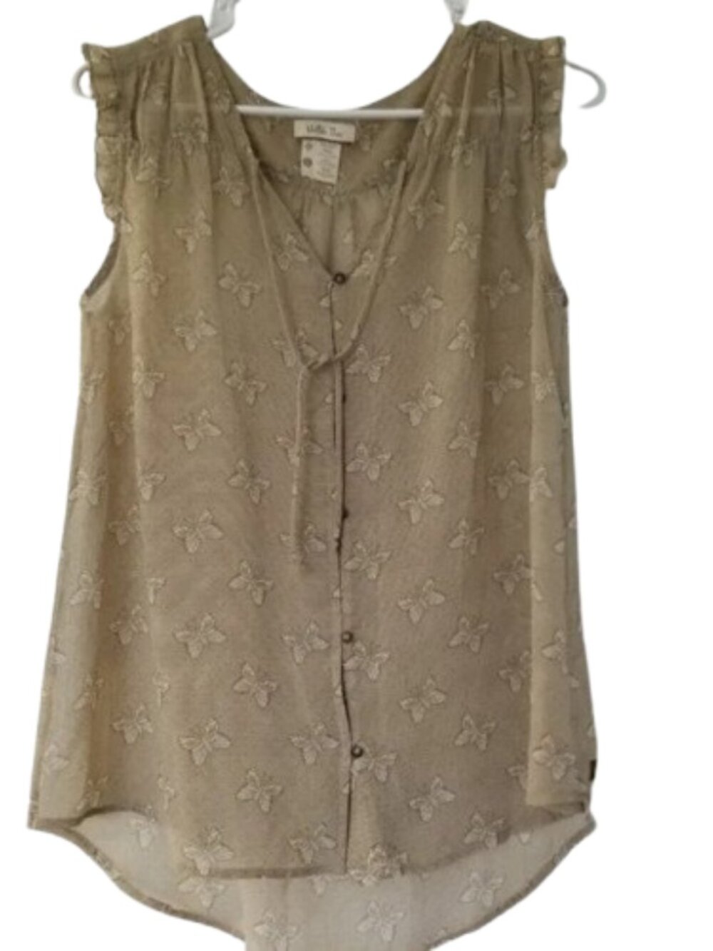 💚3/$15 Matilda Jane Sheer Sleeveless Blouse Butterflies Size Small